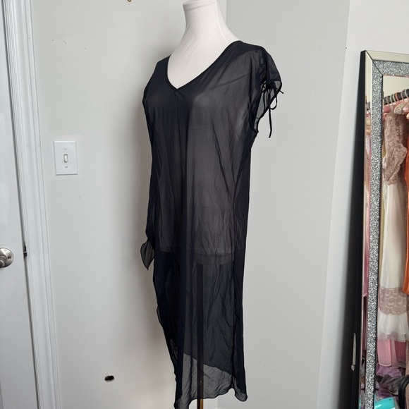Vintage black Sheer Swim Cover-Up/lingerie slip L whimsigoth grunge goth - Picture 5 of 7